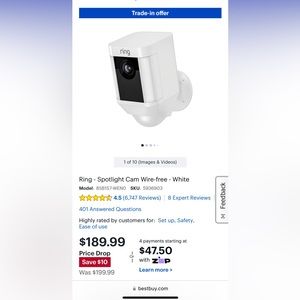 Ring Spotlight Camera Battery New Never Opened